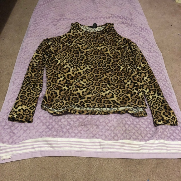 Girls Night Out Warm Felt Sexy Leopard Print Cheetah Long Sleeves thermal Top - Picture 7 of 16